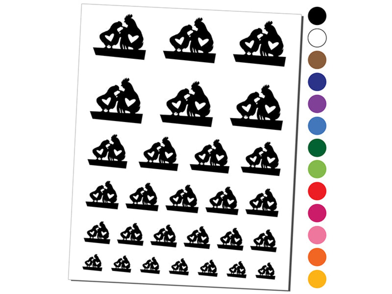 Chicken and Rooster Friends with Hearts Temporary Tattoo Water Resistant Fake Body Art Set Collection